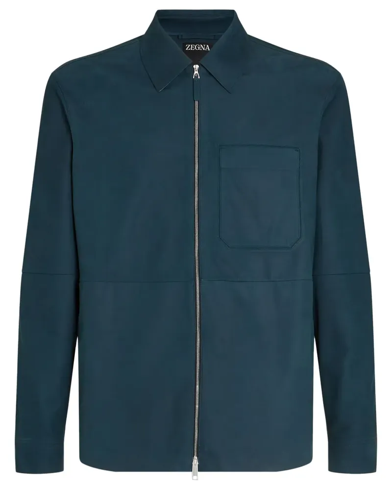 Ermenegildo Zegna Hemdjacke aus Leder - Blau Blau