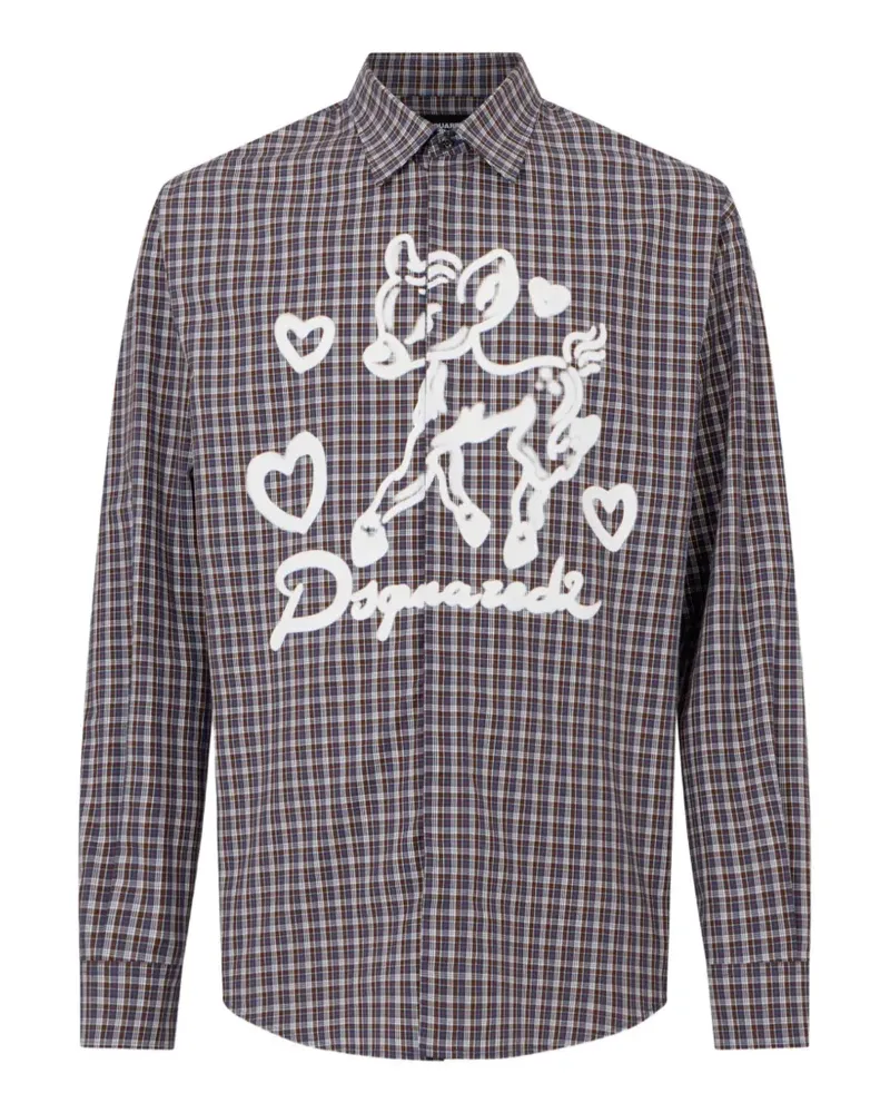 Dsquared2 Check Hemd mit überschnittenen Schultern - Grau Grau