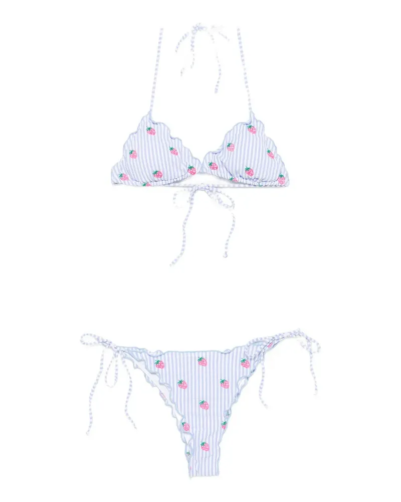 MC2 Saint Barth Sagitami strawberry-embroidered bikini - Blau Blau