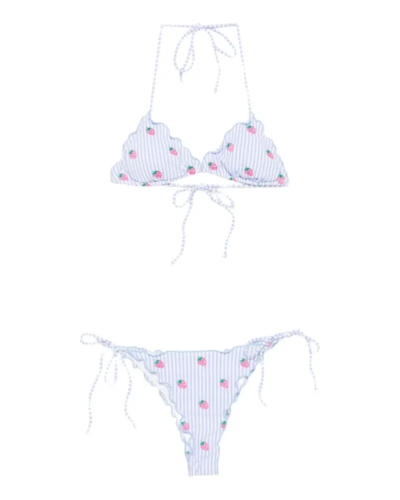 MC2 Saint Barth Sagitami strawberry-embroidered bikini - Blau Blau