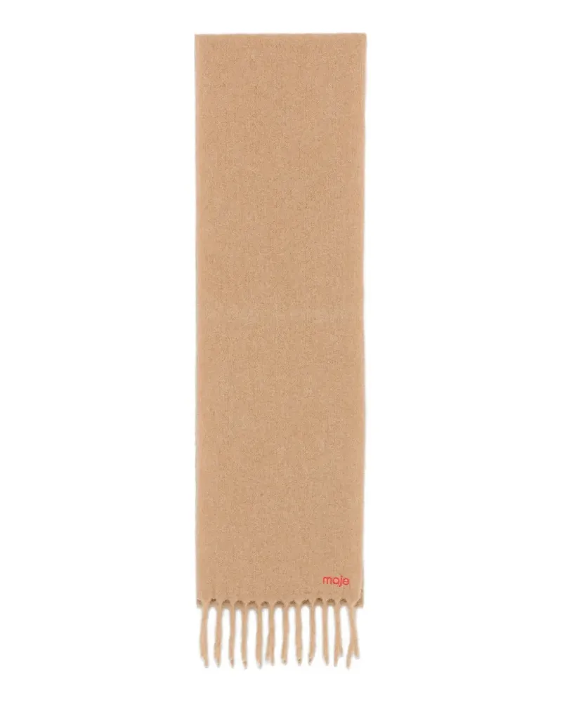 Maje Schal mit Logo-Stickerei - Nude Nude