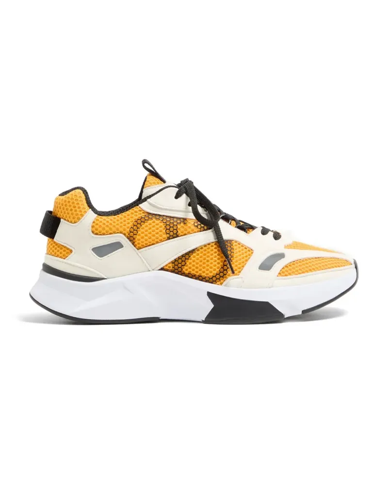 Valentino Garavani Demivee sneakers in mesh fabric with suede inserts - Gelb Gelb