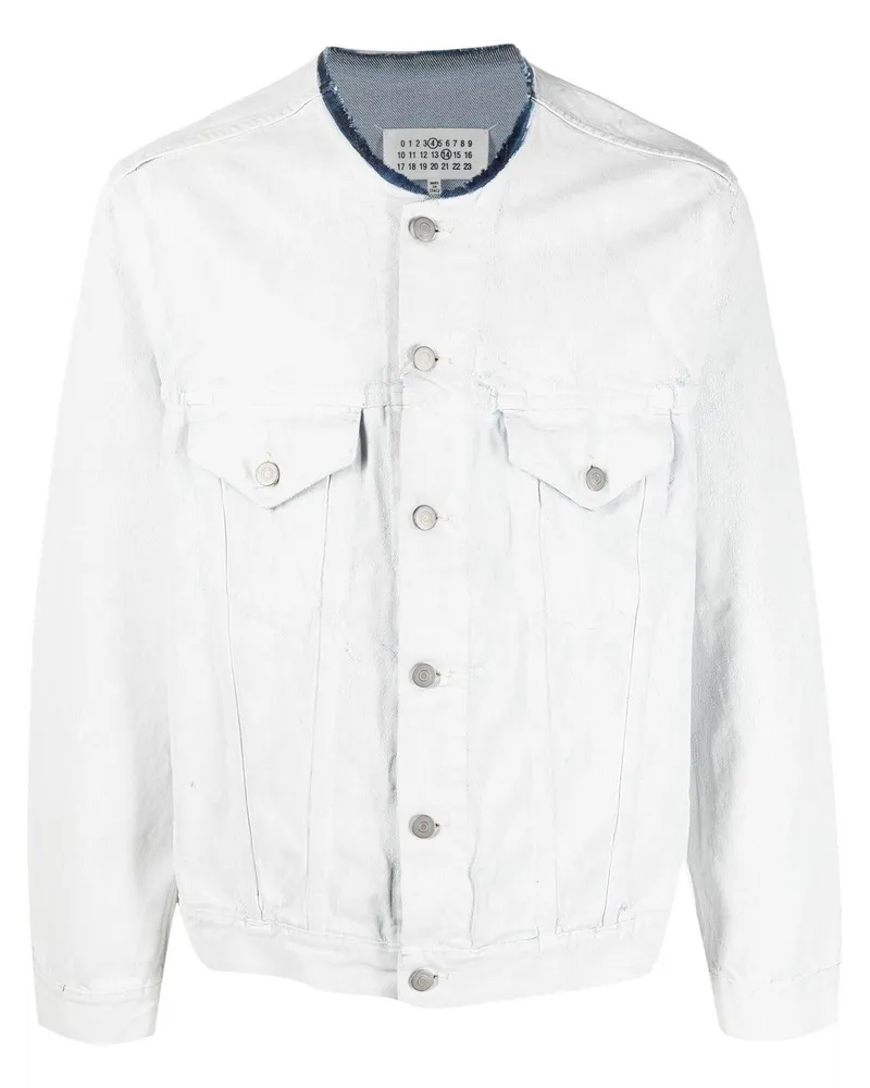 Maison Margiela Jeansjacke ohne Kragen - Weiß Weiß