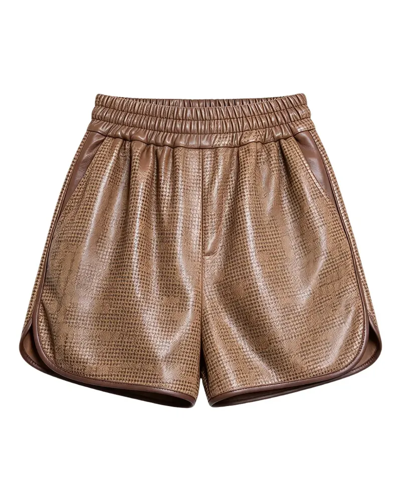 Brunello Cucinelli Ledershorts mit Prince-of-Wales-Muster - Braun Braun