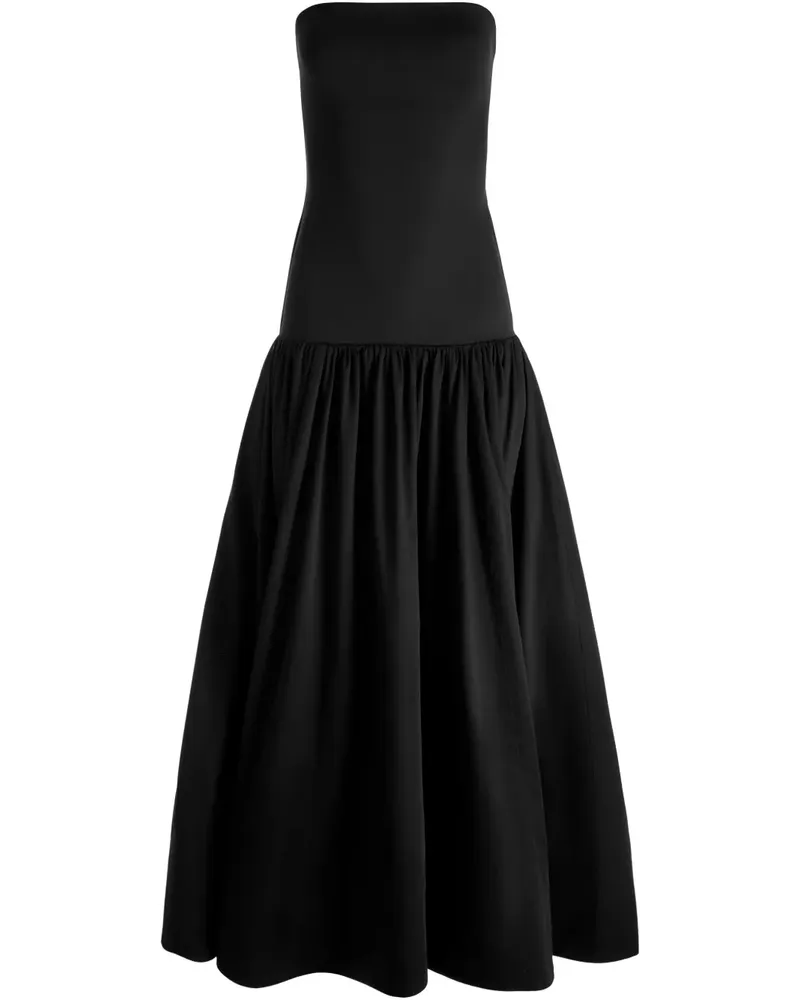 Alice + Olivia Schulterfreies Oriana Midikleid - Schwarz Schwarz