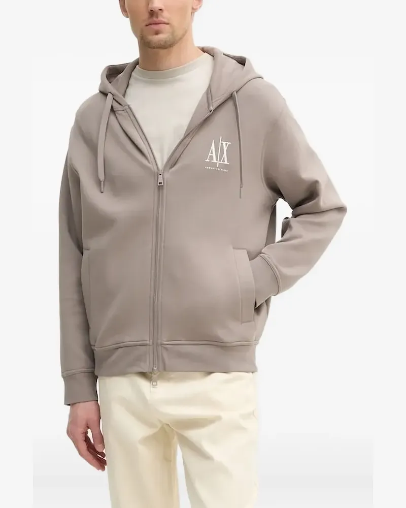 Armani Exchange Kapuzenjacke mit Logo-Stickerei - Nude Nude