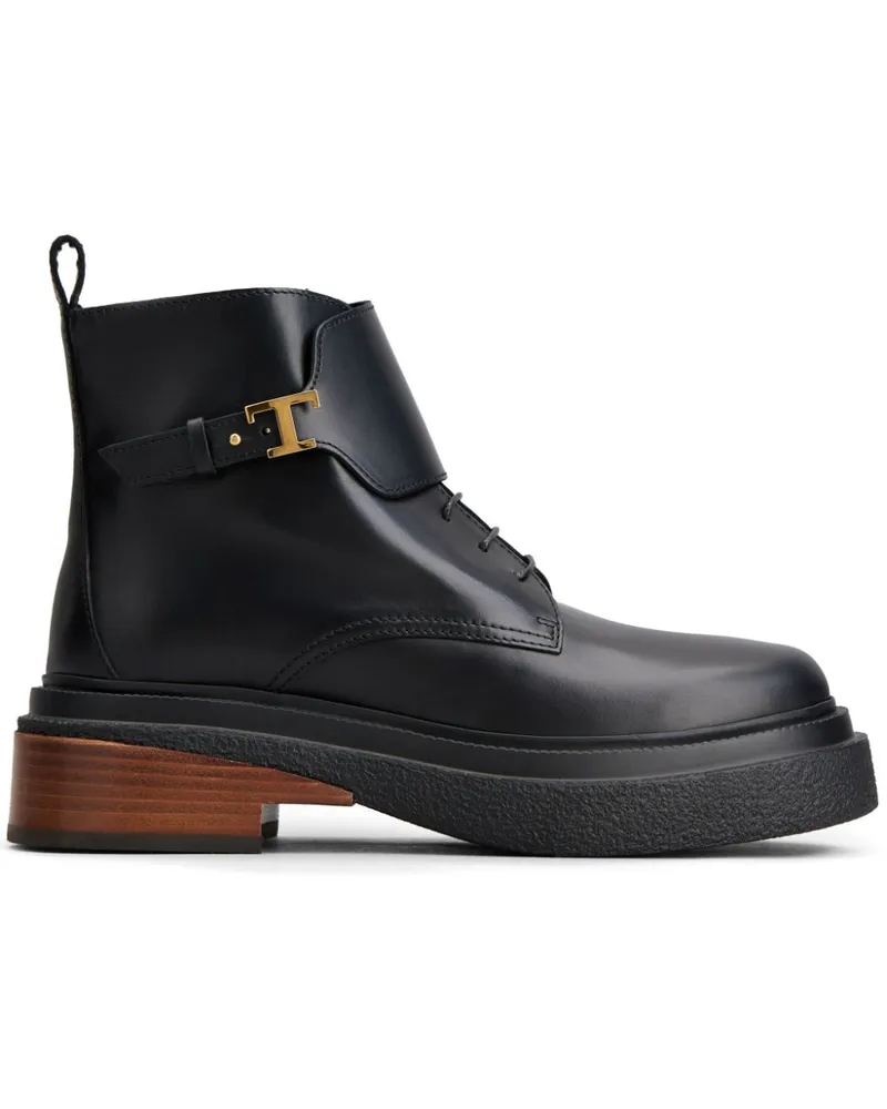 TOD'S Stiefeletten mit Logo-Schild - Schwarz Schwarz