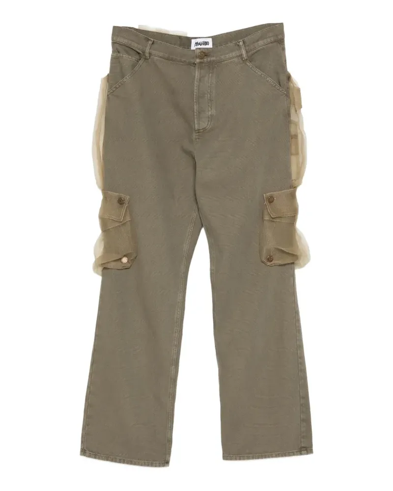 Magliano tulle-overlay cargo pants - Grün Grün