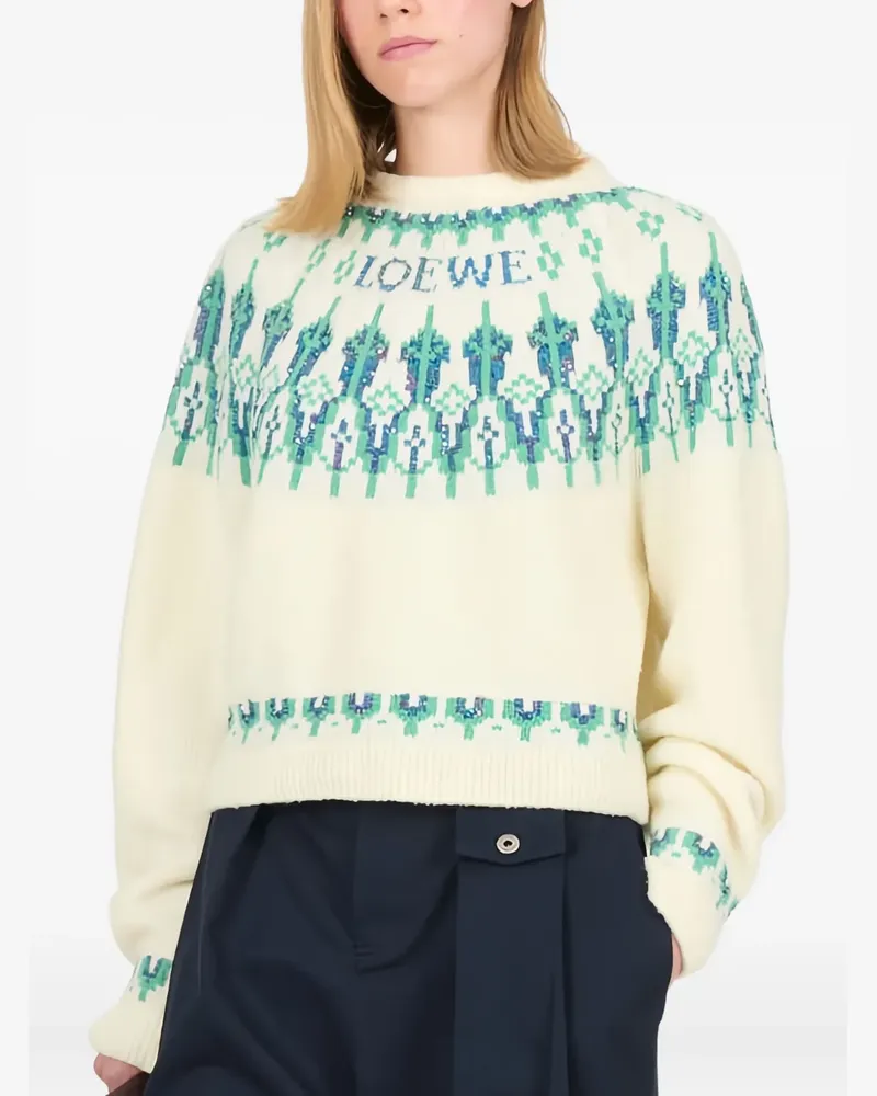 Loewe Pullover mit Fairisle-Muster - Weiß Weiß
