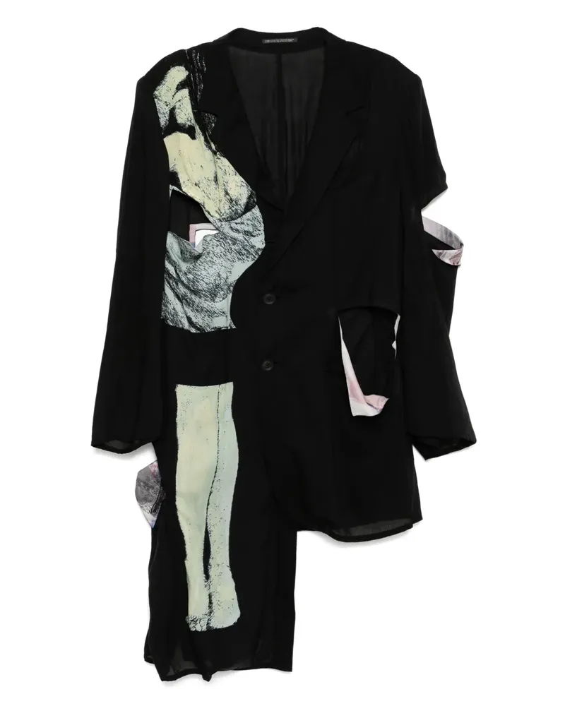 Yohji Yamamoto Sakko mit grafischem Print - Schwarz Schwarz
