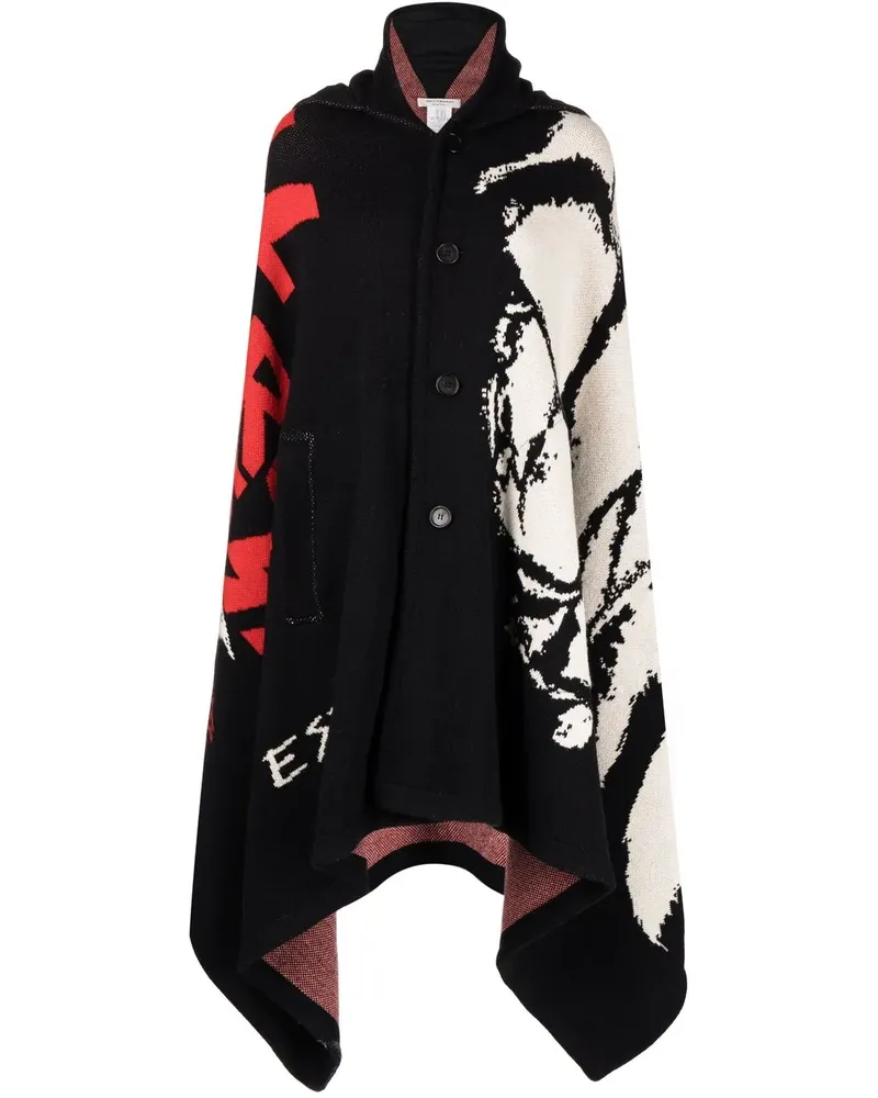 Philosophy Di Lorenzo Serafini Intarsien-Cape mit Kapuze - Schwarz Schwarz