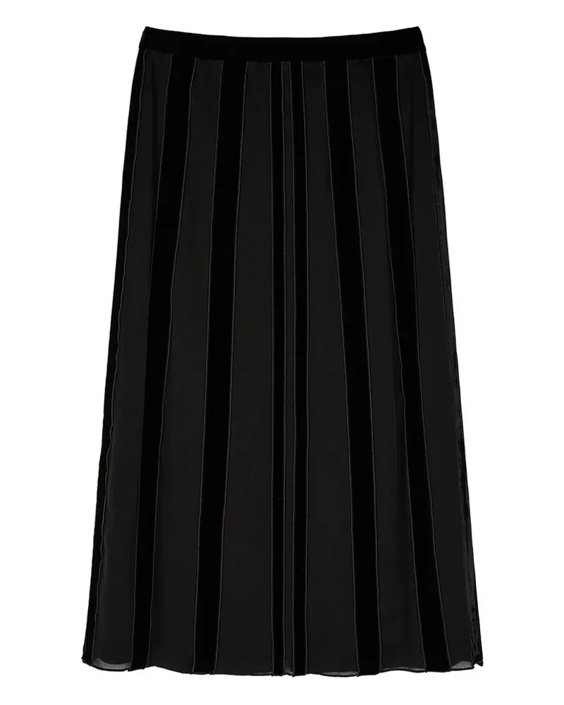 Ports 1961 Midirock mit Samteinsätzen - Schwarz Schwarz