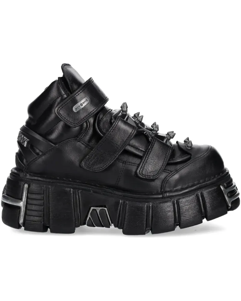 New Rock Sneakers mit Nietenriemen - Schwarz Schwarz