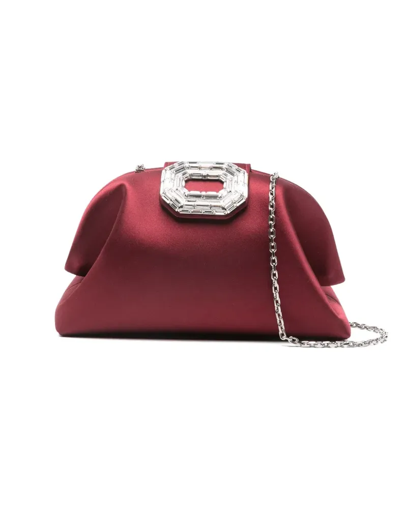 Amina Muaddi Camelia Clutch mit Kristallschnalle - Grau Grau