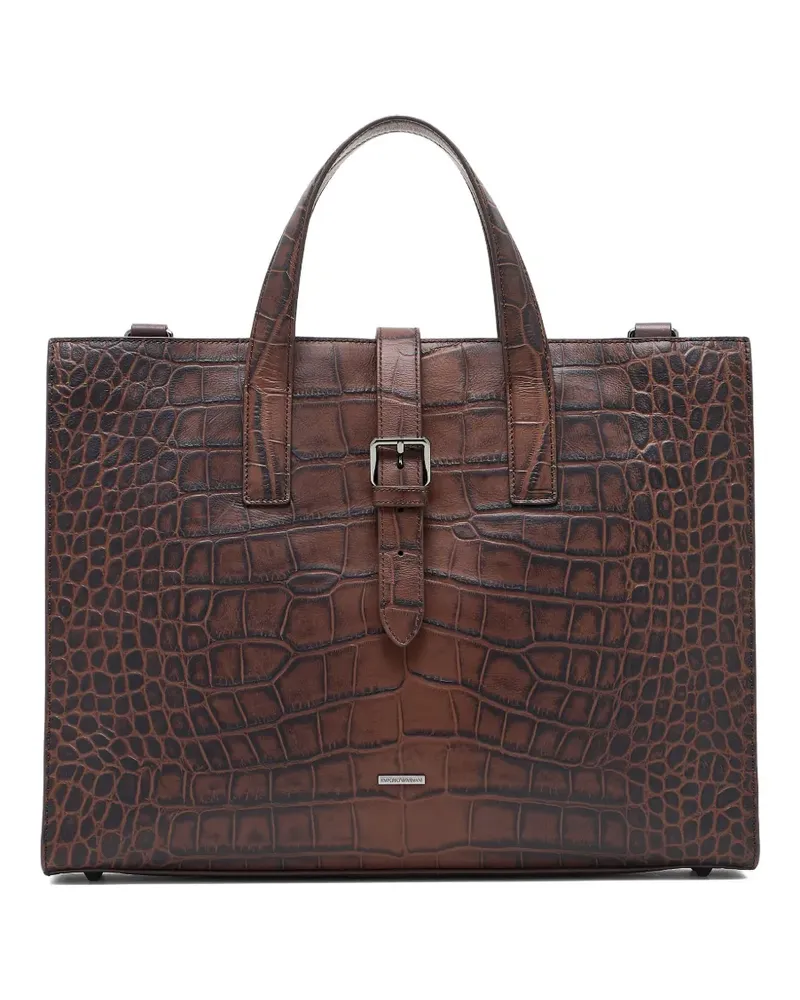 Emporio Armani Aktentasche mit Kroko-Effekt - Braun Braun