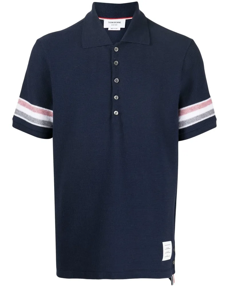 Thom Browne Poloshirt mit Logo-Patch - Blau Blau