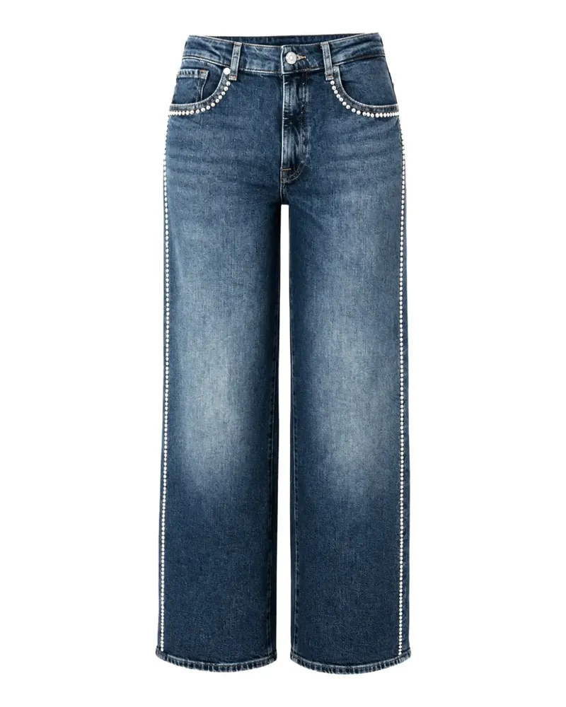 7 for all mankind stud-embellished wide-leg jeans - Blau Blau