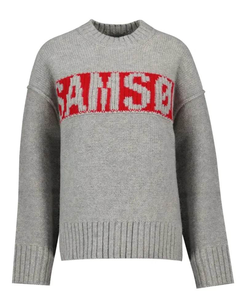 Samsøe & Samsøe Pullover mit Logo-Intarsie - Grau Grau