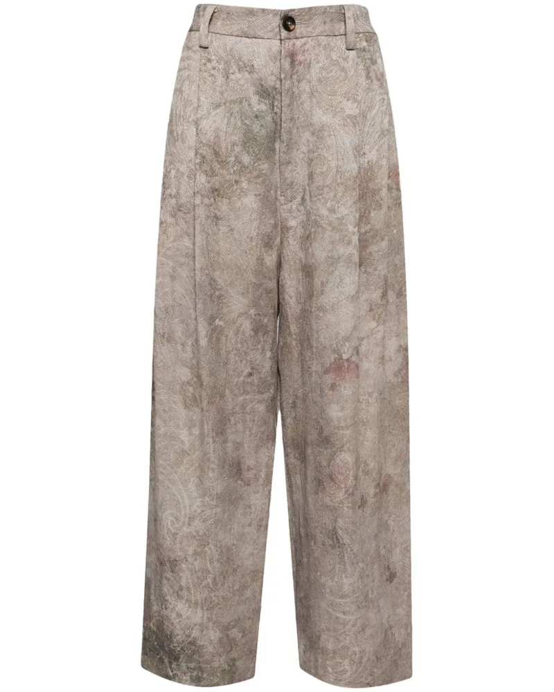 Ziggy Chen Weite Hose mit Stone-Wash-Effekt Nude