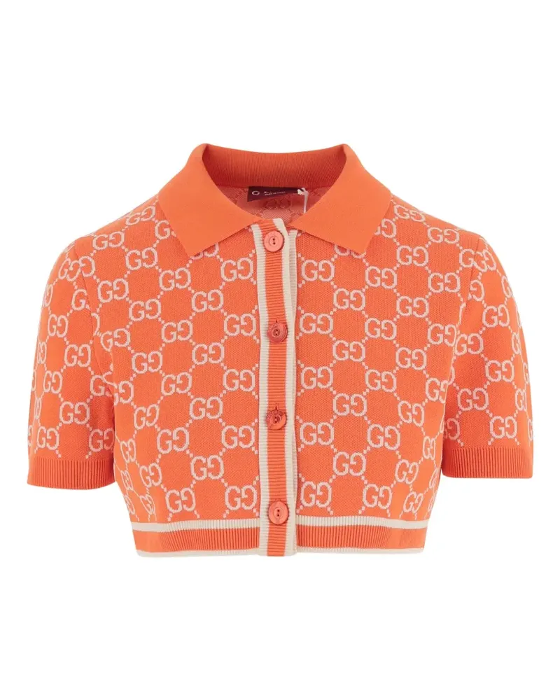 Gucci Gestricktes Poloshirt mit Monogramm - Orange Orange