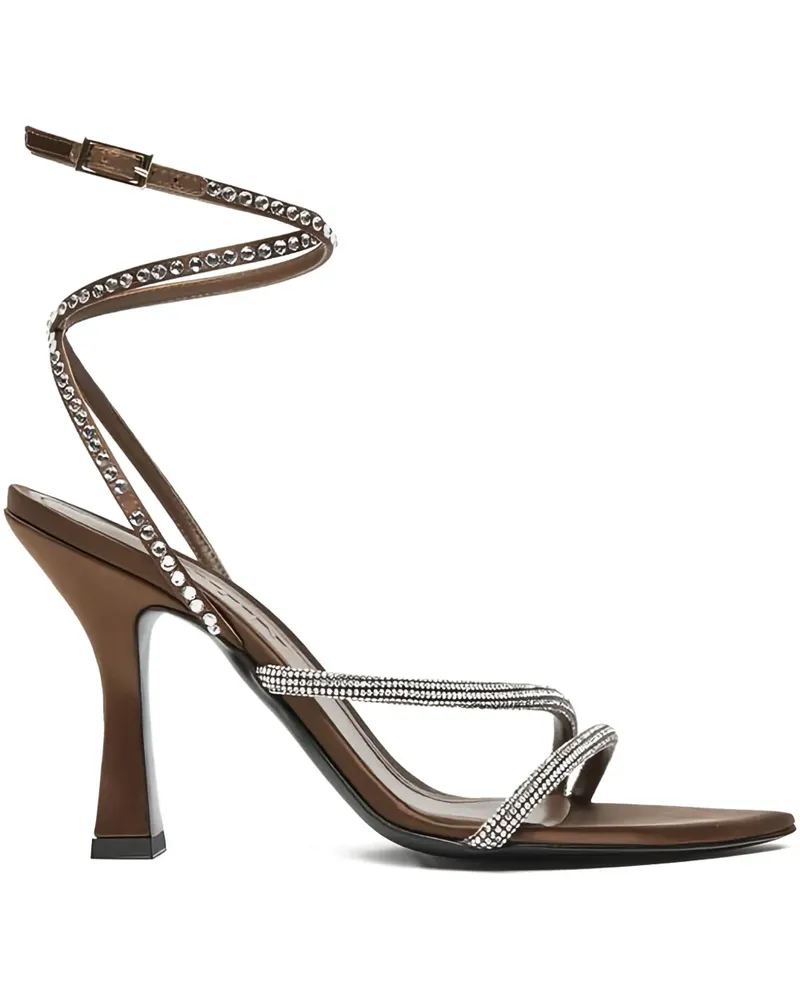 3JUIN Sandalen mit Kristallen - Braun Braun