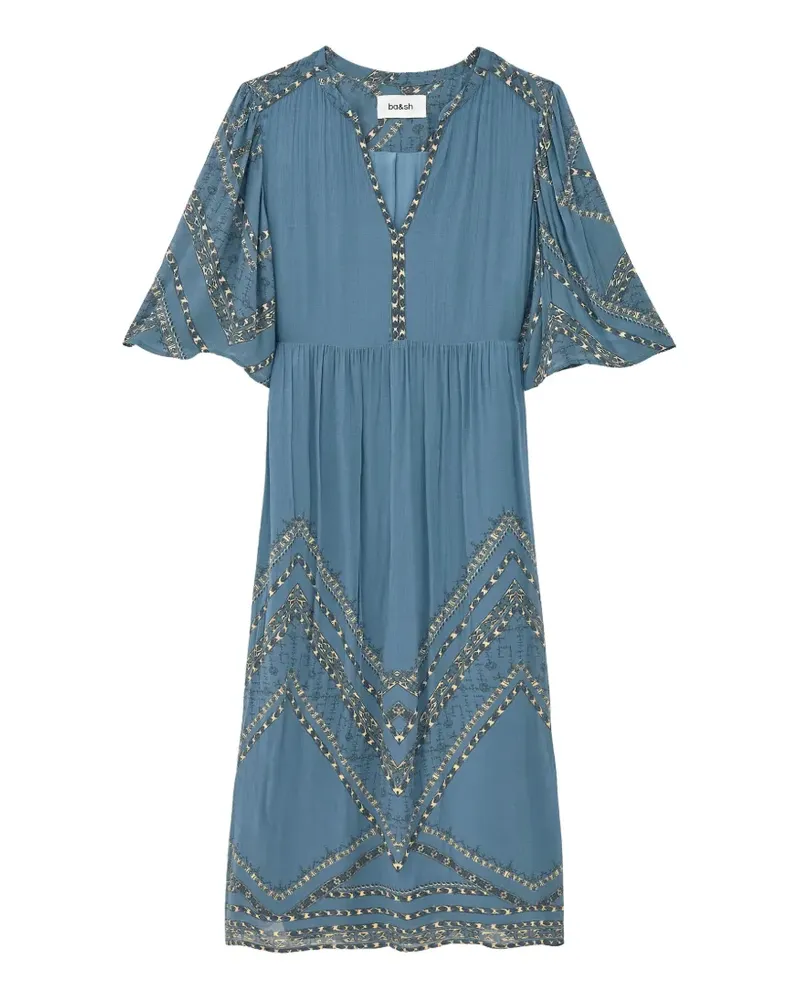 ba&sh Pacifica Midikleid mit geometrischem Print - Blau Blau