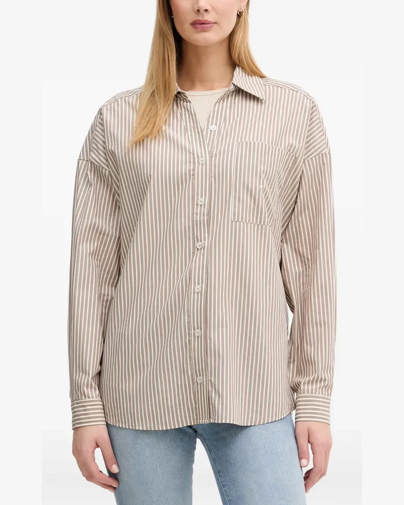 Benetton vertical-stripe chest-pocket shirt - Nude Nude