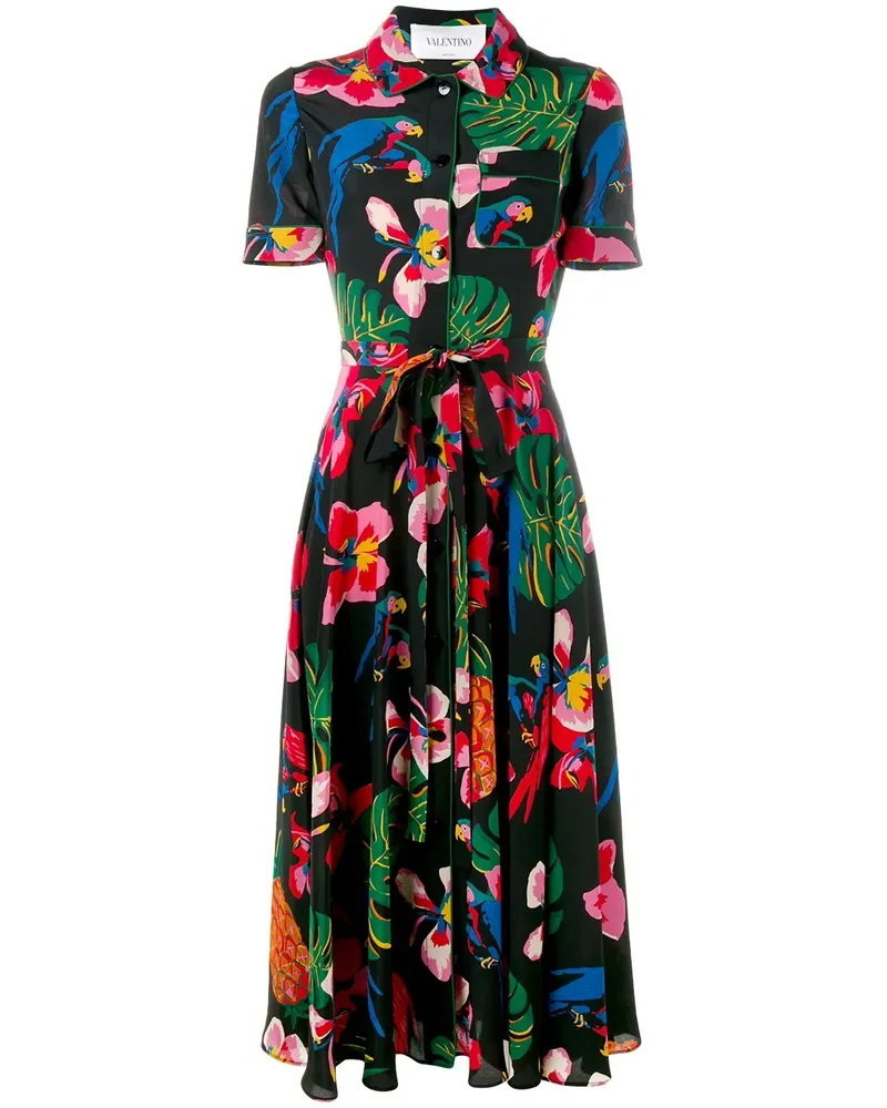 Valentino Garavani Tropical Dream' Seidenkleid - Schwarz Schwarz
