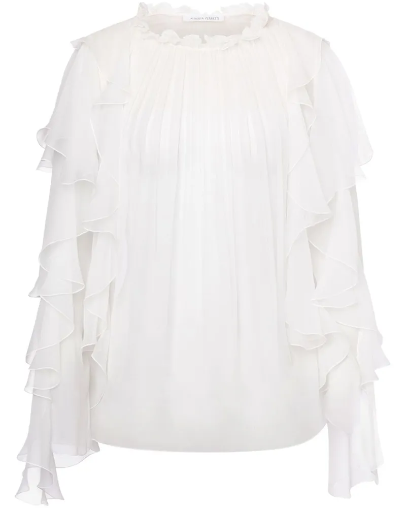 Alberta Ferretti Bluse mit Rüschendetail - Weiß Weiß