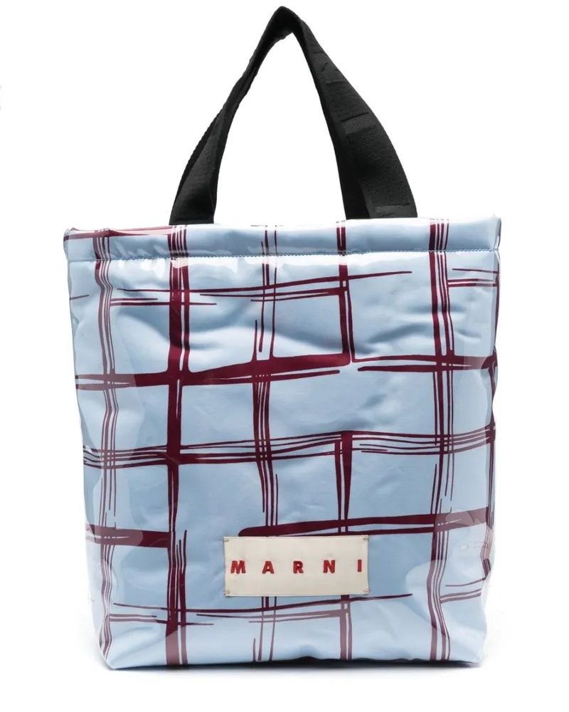 Marni Gepolsterter Shopper mit Karo - Blau Blau