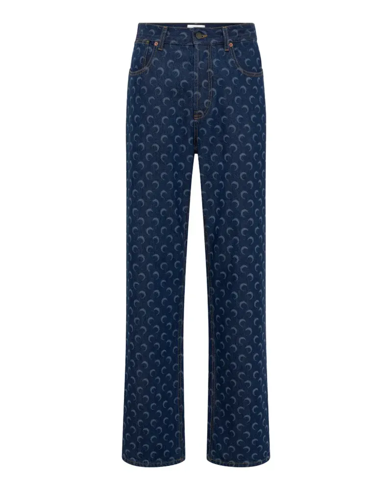 Marine Serre crescent moon-print jeans - Blau Blau