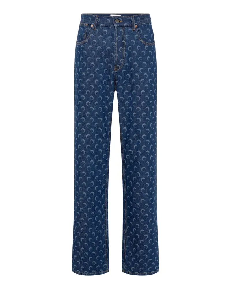 Marine Serre crescent moon-print jeans - Blau Blau