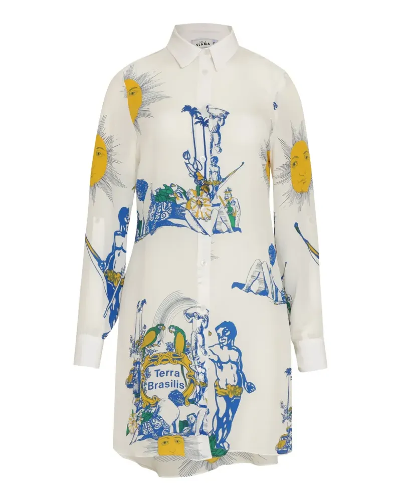 Amir Slama printed shirt mini dress - Weiß Weiß