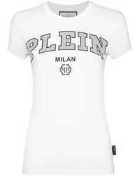 Philipp Plein T-Shirt mit Kristall-Logo Weiß