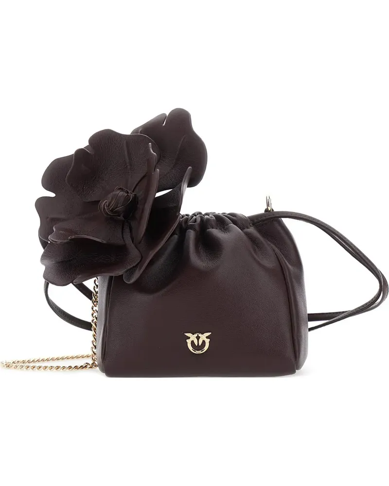 Pinko Schultertasche mit Blumenapplikation - Braun Braun