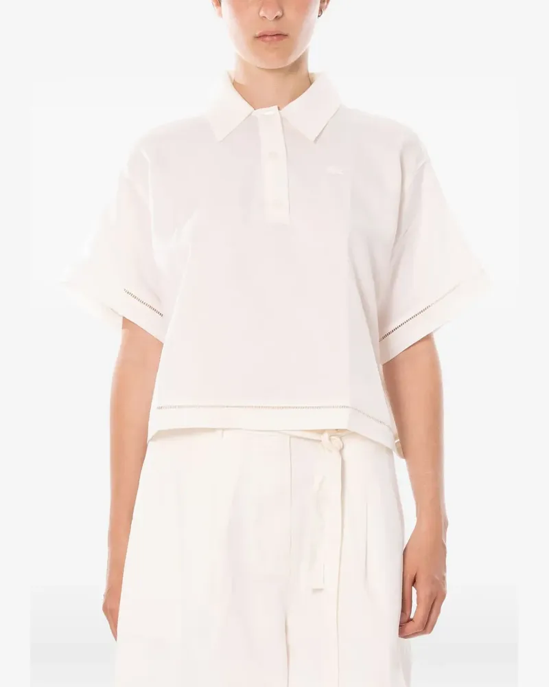 Lacoste Cropped-Hemd mit Leiterstich - Weiß Weiß