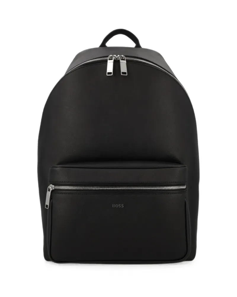 HUGO BOSS Strukturierter Rucksack mit poliertem Logo - Schwarz Schwarz