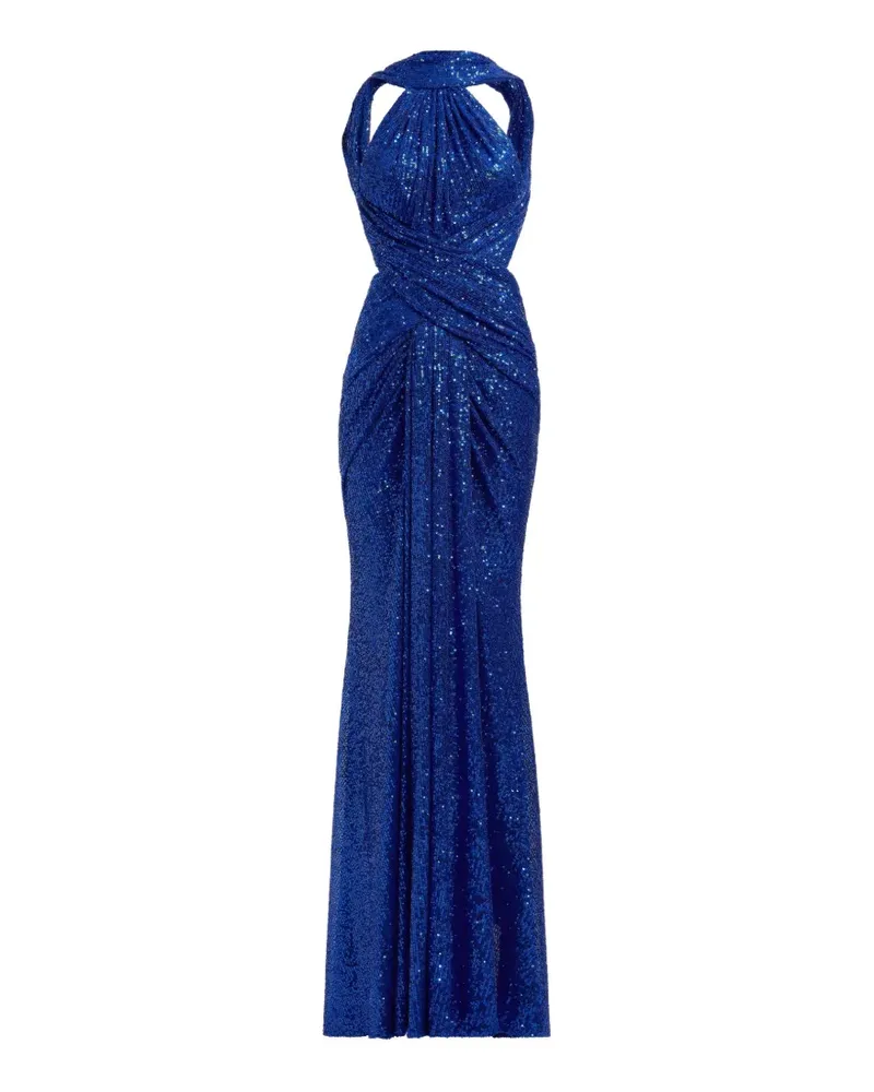 Elie Saab Neckholder-Maxikleid mit Pailletten - Blau Blau