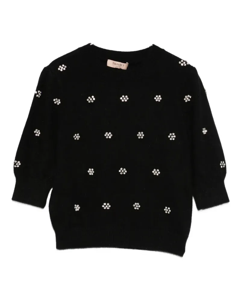 Twin-Set Pullover mit Kristallen - Schwarz Schwarz