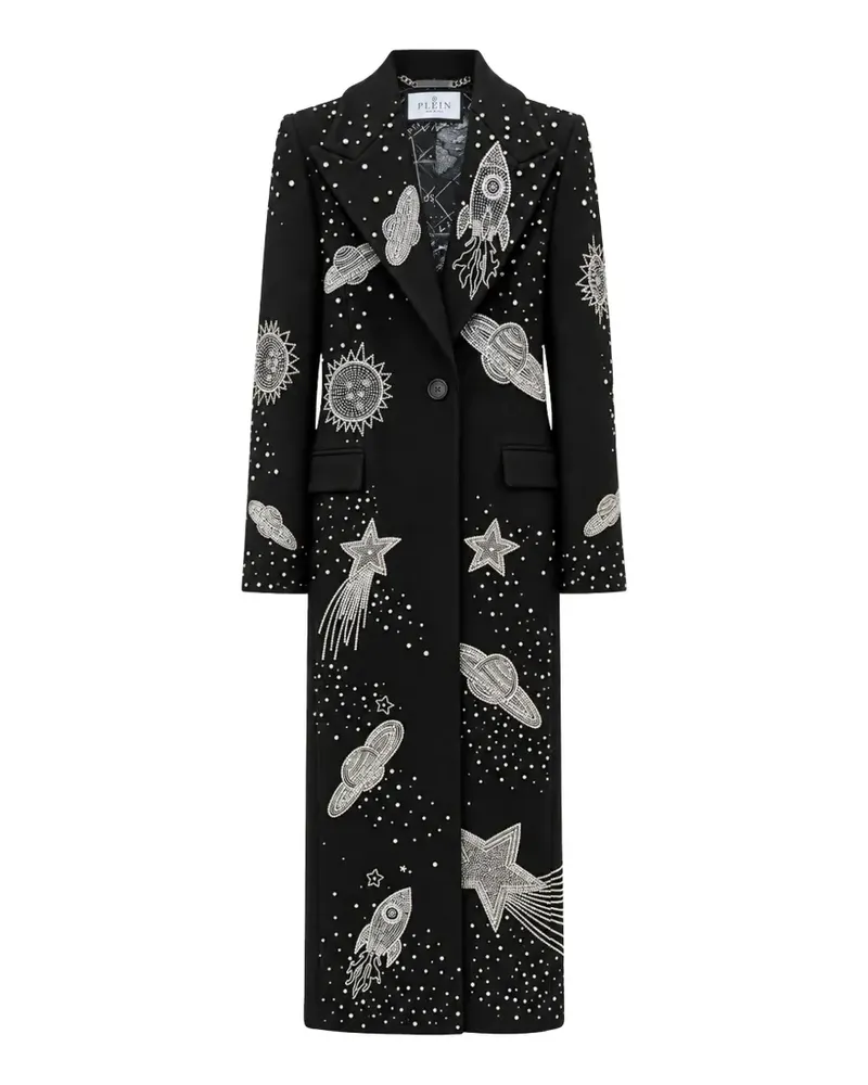 Philipp Plein single-breasted long coat Space Zodiac - Schwarz Schwarz