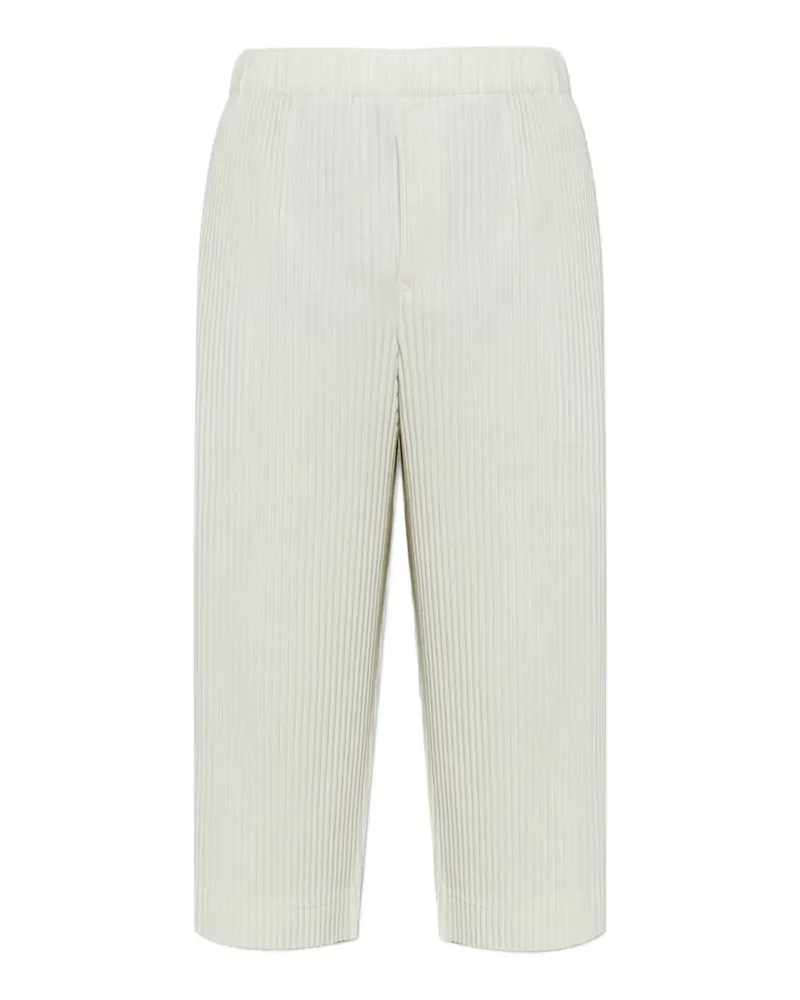 Issey Miyake pleated cropped trousers - Weiß Weiß