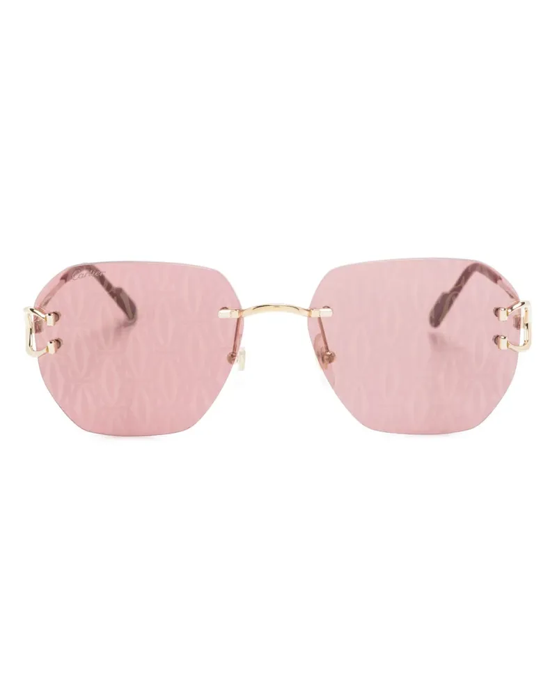 Cartier Rahmenlose Sonnenbrille mit Logo - Gold Gold