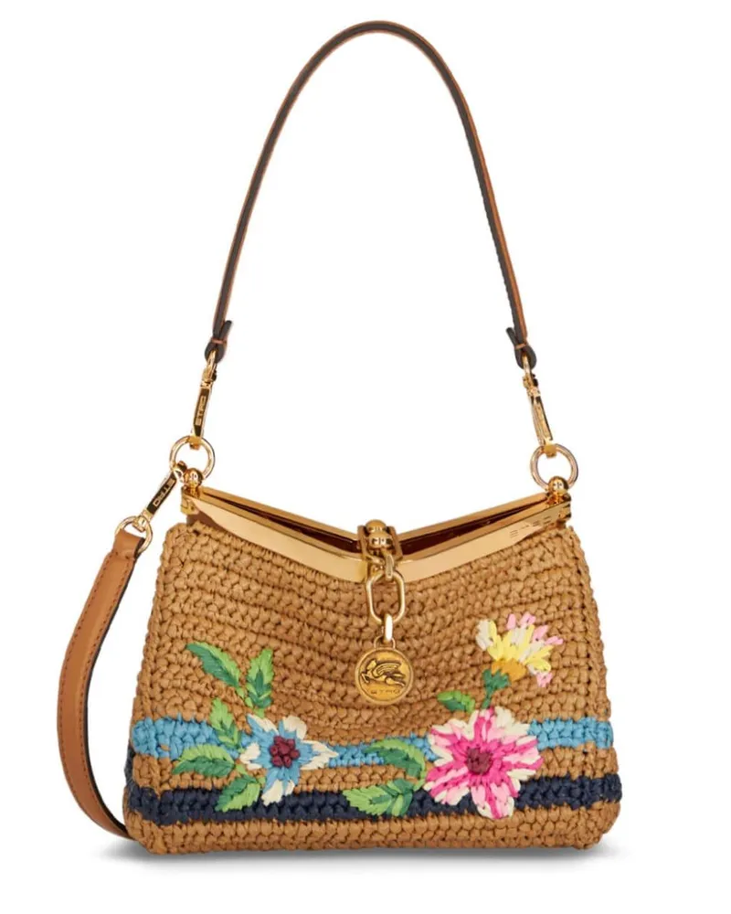Etro Vela Umhängetasche mit Blumenstickerei - Nude Nude