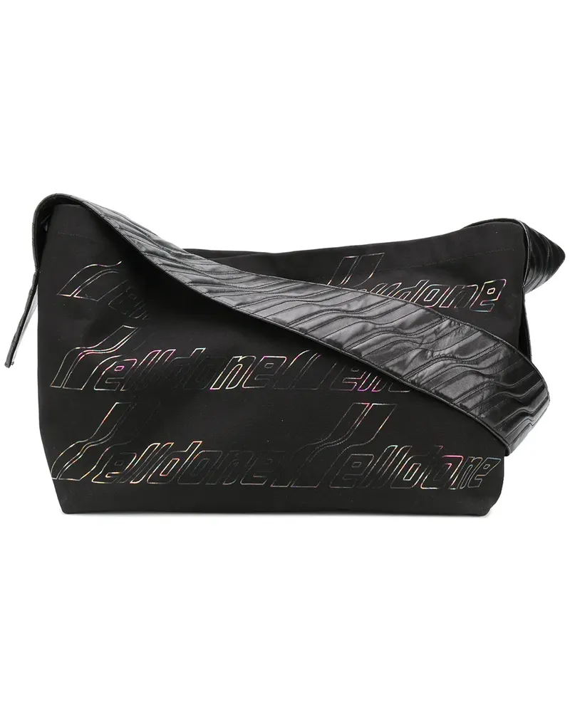 WE 11 DONE Schultertasche mit Logo-Print - Schwarz Schwarz