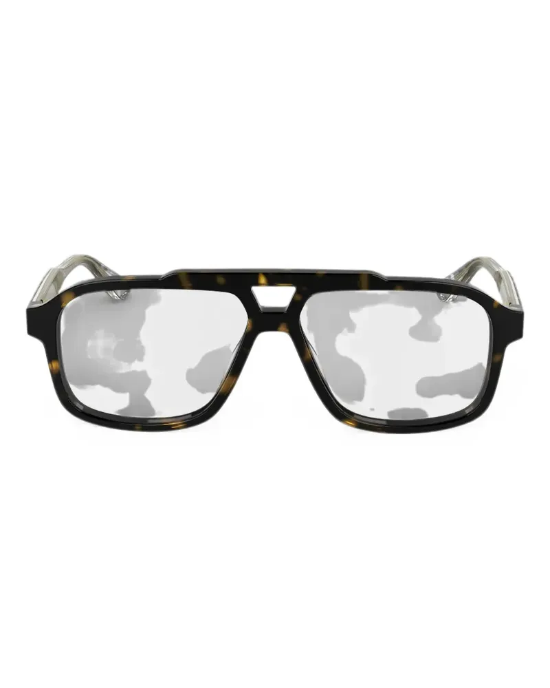 Calvin Klein tortoiseshell-effect pilot-frame glasses - Braun Braun