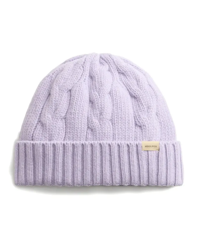 Woolrich Mütze mit Zopfmuster - Violett Violett
