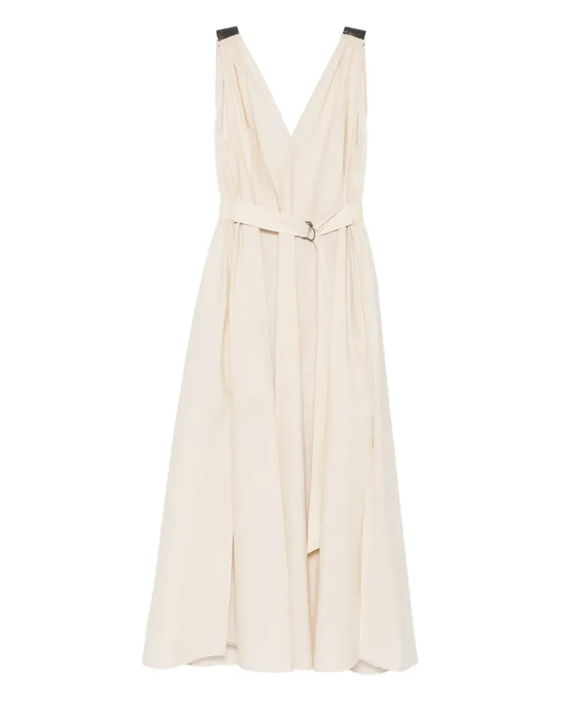 Brunello Cucinelli Midikleid mit V-Ausschnitt - Nude Nude