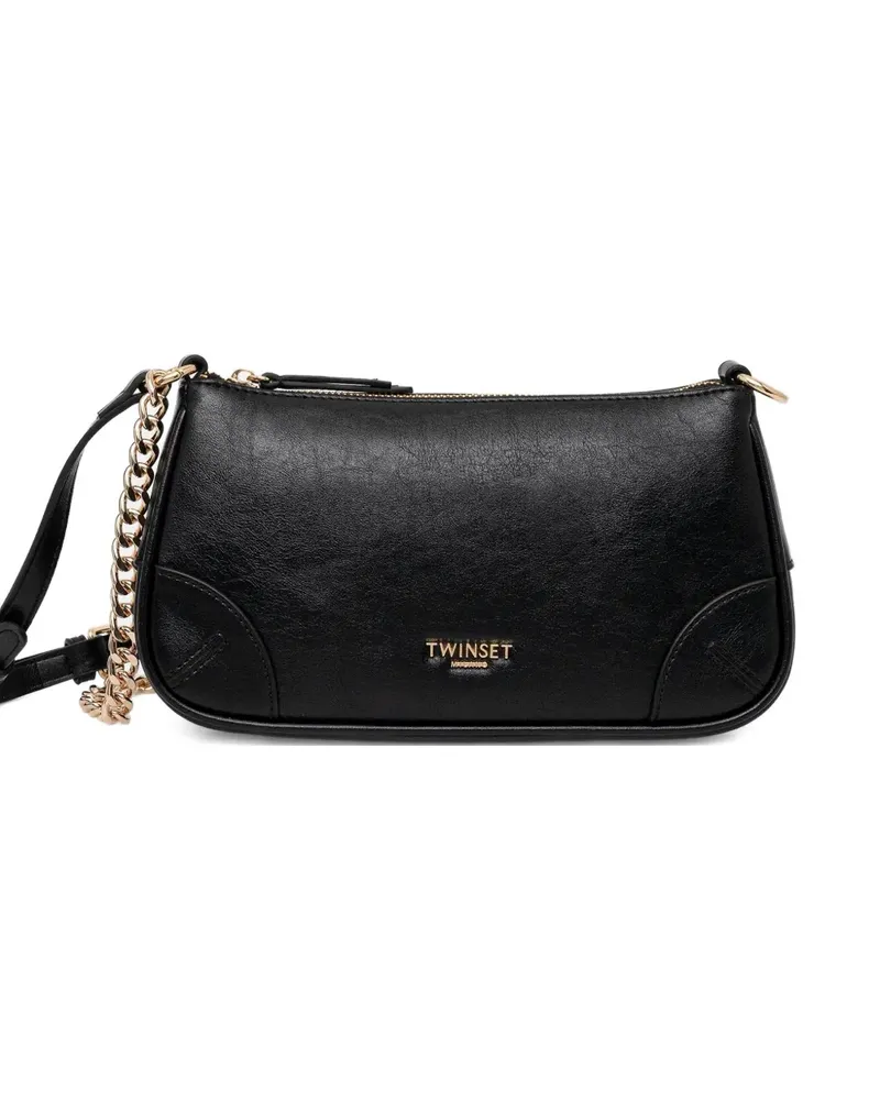 Twin-Set Schultertasche mit Kettenriemen - Schwarz Schwarz