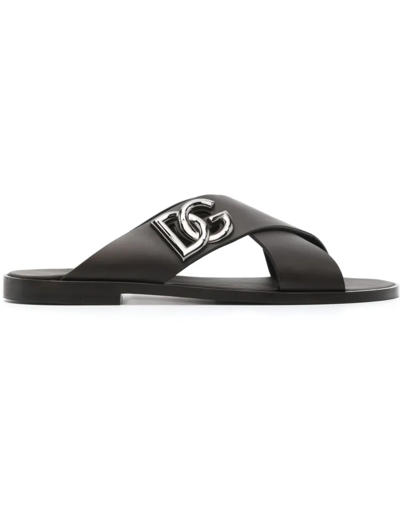 Dolce & Gabbana Pantoletten mit DG-Logo - Braun Braun