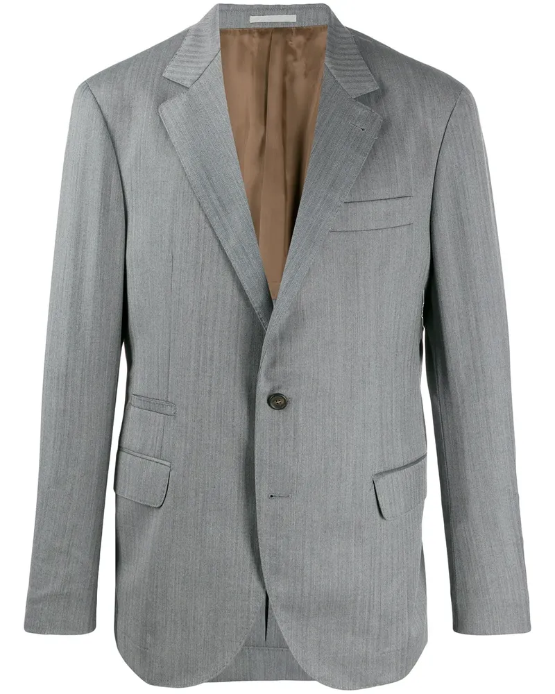 Brunello Cucinelli Sakko mit Fischgrätenmuster - Grau Grau